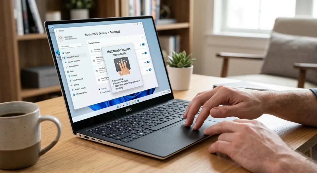 كيفية تفعيل اللمس المتعدد (Multi-touch) في تاتش باد لاب توب Dell