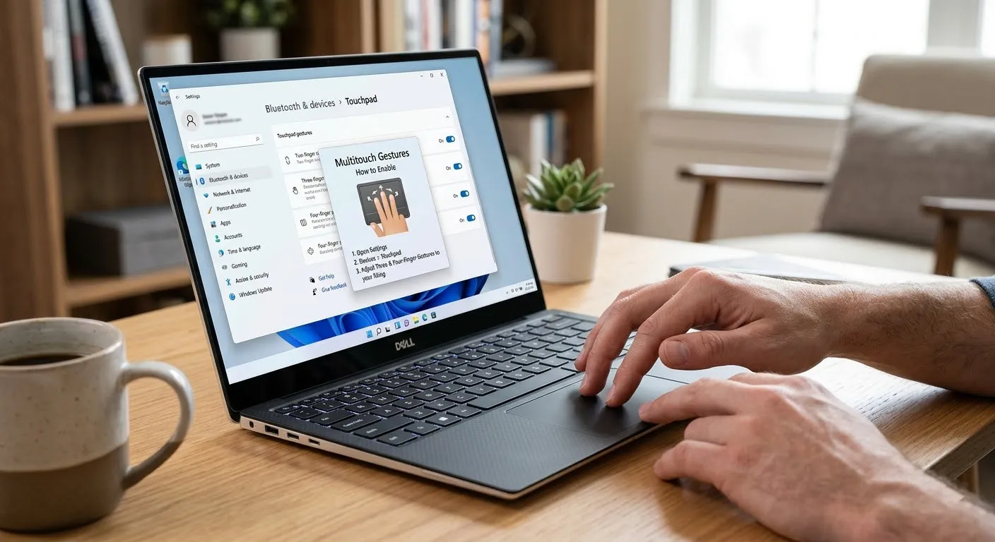 كيفية تفعيل اللمس المتعدد (Multi-touch) في تاتش باد لاب توب Dell