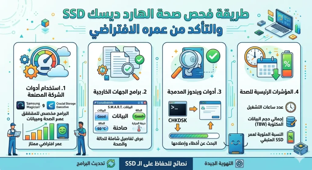 طريقة فحص صحة الهارد ديسك SSD والتأكد من عمره الافتراضي
