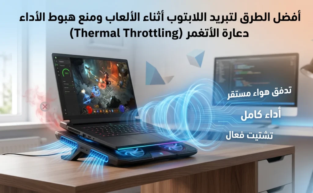 أفضل الطرق لتبريد اللابتوب أثناء الألعاب ومنع هبوط الأداء (Thermal Throttling)