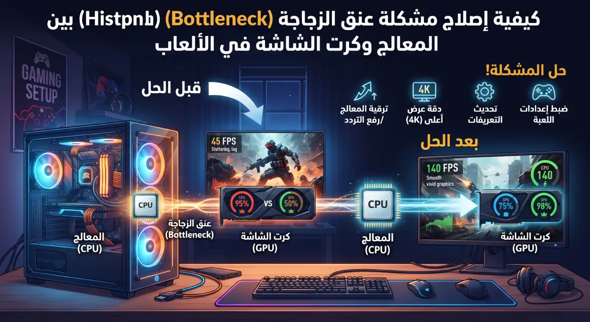 كيفية إصلاح مشكلة عنق الزجاجة (Bottleneck) بين المعالج وكرت الشاشة في الألعاب