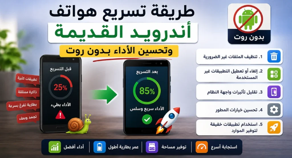 طريقة تسريع هواتف أندرويد القديمة وتحسين الأداء بدون روت