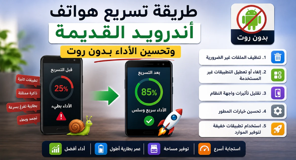 طريقة تسريع هواتف أندرويد القديمة وتحسين الأداء بدون روت